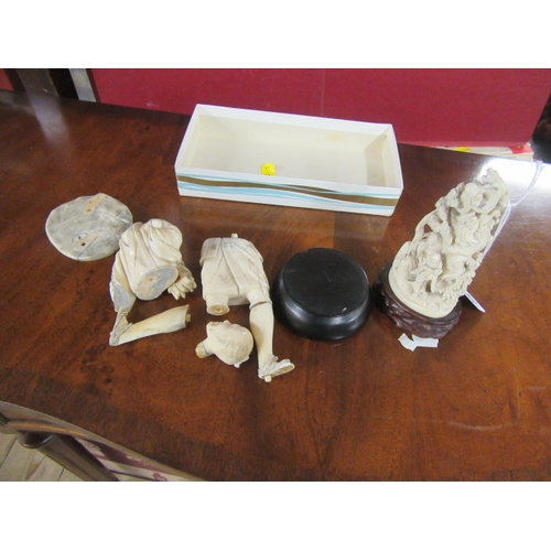 282 - TWO IVORY FIGURES AND STANDS