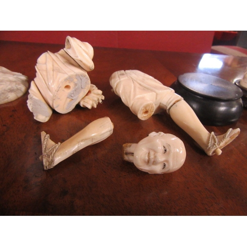 282 - TWO IVORY FIGURES AND STANDS