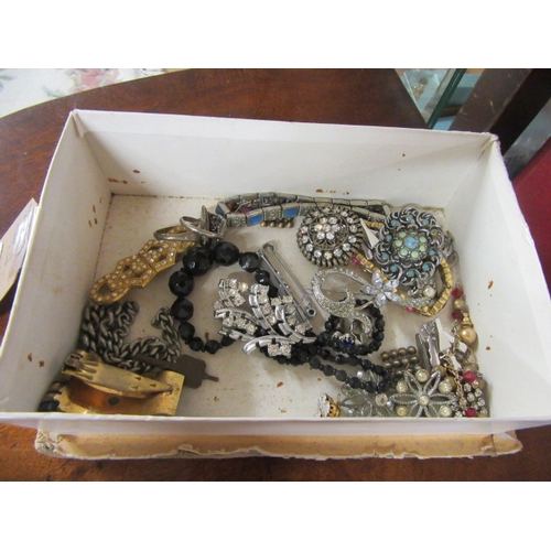 294 - BOX OF COSTUME JEWELLERY ETC