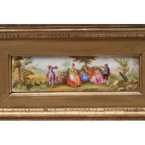 14 - A CONTINENTAL PORCELAIN SMALL PLAQUE, late 19th century, of plain oblong form, painted in polychrome... 
