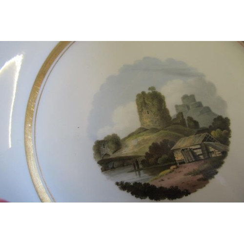 26 - A SET OF SIX FLIGHT, BARR & BARR PORCELAIN NAMED TOPOGRAPHICAL PLATES, of lobed circular form with g... 