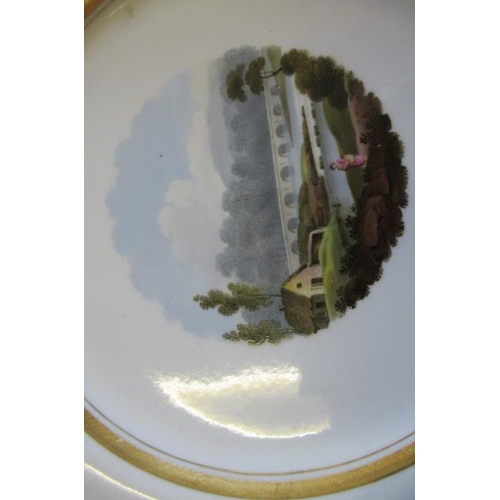 26 - A SET OF SIX FLIGHT, BARR & BARR PORCELAIN NAMED TOPOGRAPHICAL PLATES, of lobed circular form with g... 