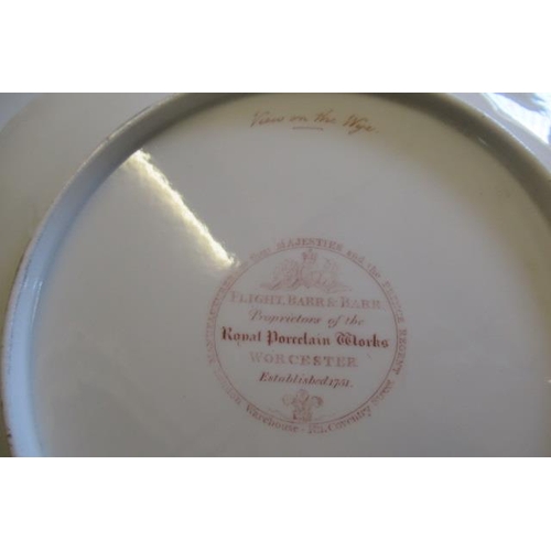 26 - A SET OF SIX FLIGHT, BARR & BARR PORCELAIN NAMED TOPOGRAPHICAL PLATES, of lobed circular form with g... 