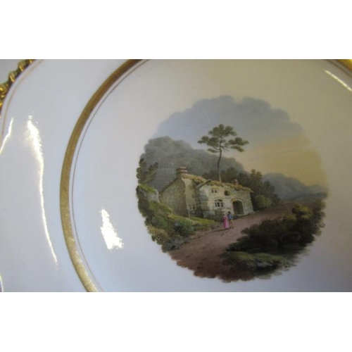 26 - A SET OF SIX FLIGHT, BARR & BARR PORCELAIN NAMED TOPOGRAPHICAL PLATES, of lobed circular form with g... 