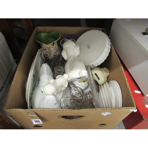 105 - BOX OF CERAMICS ETC