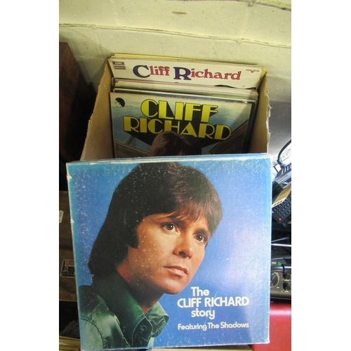 493 - BOXED CLIFF RICHARD VINYL AND 11 CLIFF AND SHADOWS RECORDS