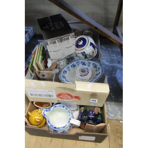 555 - TWO BOXES OF CERAMICS