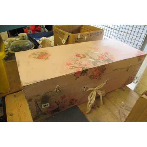 560 - SMALL PINK PAINTED CHEST