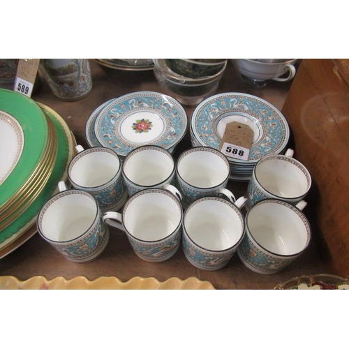 588 - WEDGWOOD FLORINTINE CUPS AND SAUCERS