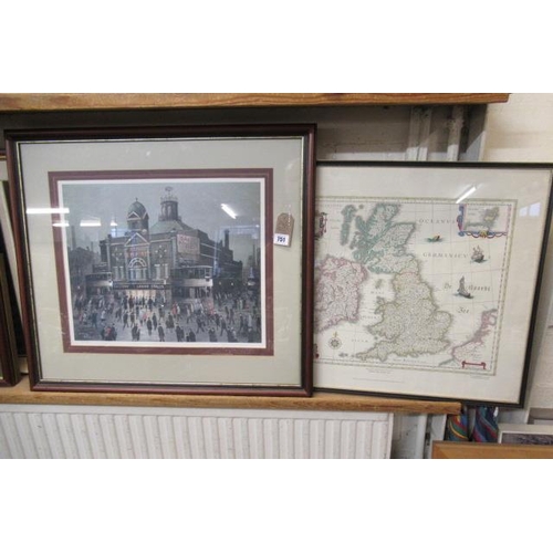 751 - ARTHUR DELANEY PRINT AND A FRAMED MAP