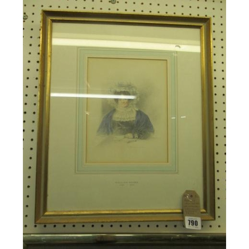 790 - PENCIL WASH PORTRAIT OF VICTORAIN LADY SIGNED W MOORE DATED 1835