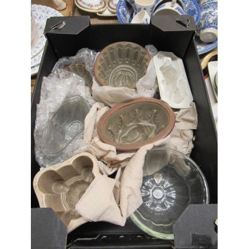 89 - BOX OF ANTIQUE JELLY MOULDS INCLUDING A LION