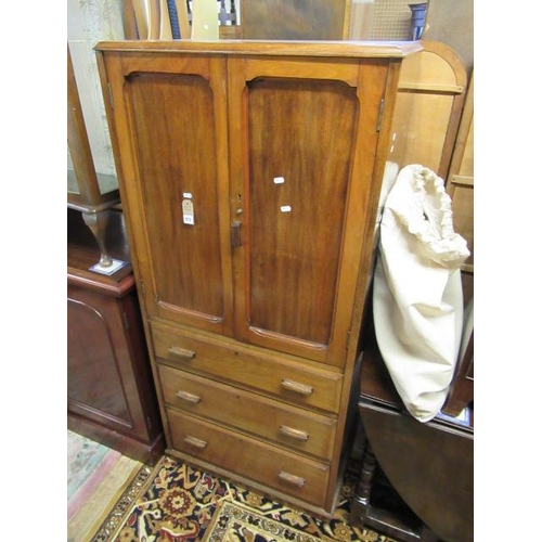 913 - MAHOGANY WARDROBE WITH THREE DRAWERS