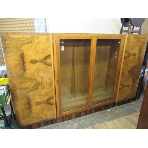 931 - LARGE ART DECO WALNUT VENEERED DISPLAY UNIT