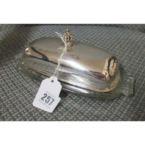 257 - BUTTER DISH WITH SALT AND PEPPER SHAKERS