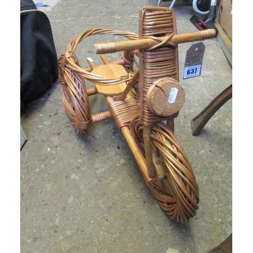 637 - WICKER TRICYCLE PLANTER