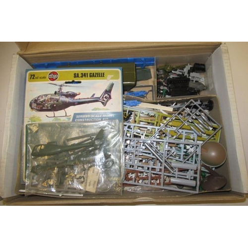 197 - Plastic construction kits by Airfix, Heller and others comprising Hawker Hunter FGA9, Hawker Tempest... 