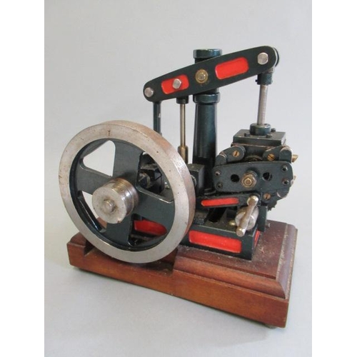 222 - A model beam engine with unusual rocking valve twin arrangement, made without the use of castings fr... 