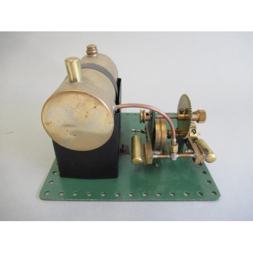 236 - Bowman twin cylinder steam engine, spirit fired with geared drive shaft, non-original burner, base o... 