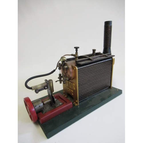 240 - Single cylinder stationary steam engine with Stuart turner boiler and spirit burner with scratch bui... 