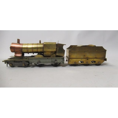 919 - A Gauge 1 part built City of Truro single inside cylinder locomotive and tender, both part built, F-... 