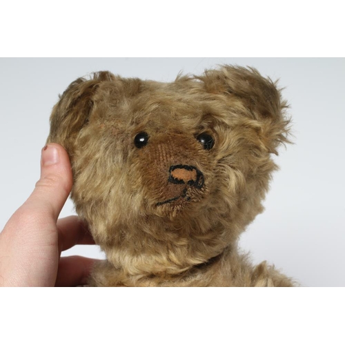 165 - An early German straw filled teddy, possibly Steiff, with button eyes, sewn nose, felt pads, swivel ... 