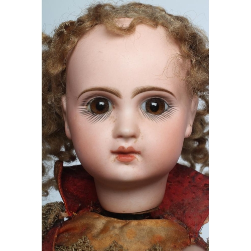 4 - A rare Leopold Lambert musical automaton, possible Jumeau bisque head, with brown glass fixed eyes, ... 