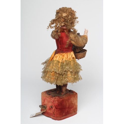 4 - A rare Leopold Lambert musical automaton, possible Jumeau bisque head, with brown glass fixed eyes, ... 