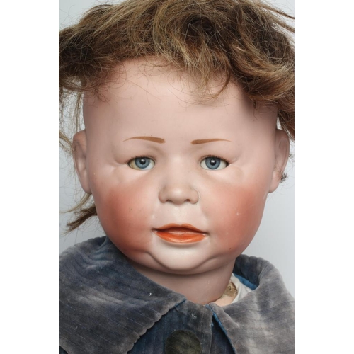 98 - A Simon & Halbig bisque socket head character doll, with well moulded head, blue glass sleeping eyes... 