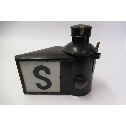 912 - Railway platform stop signal, black L/H with laminated 