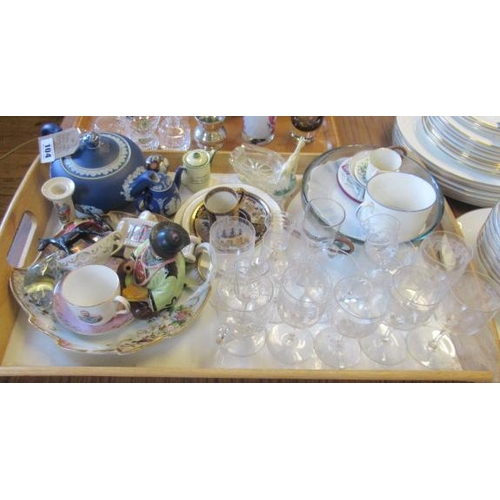 104 - TRAY OF GLASS AND CERAMICS