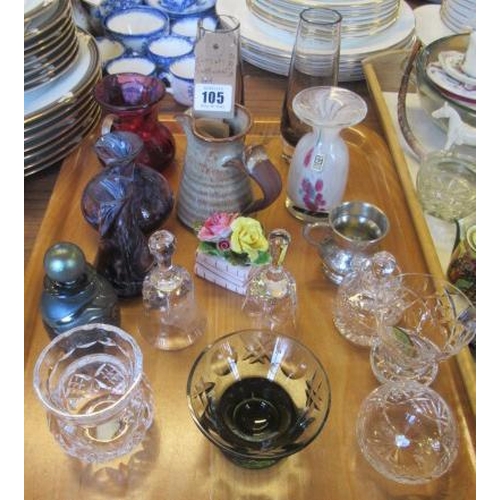 105 - TRAY OF GLASS ETC