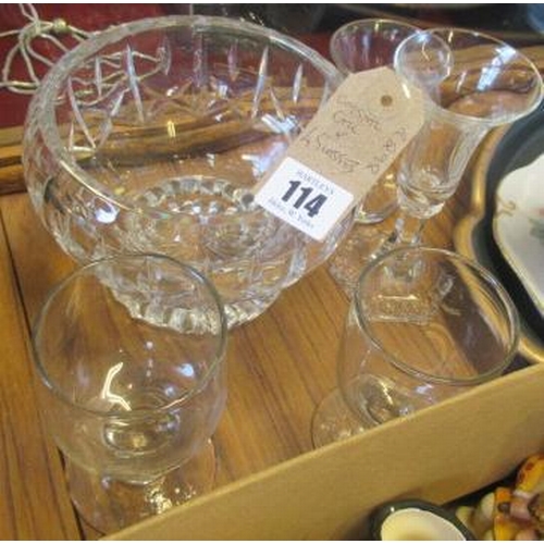 114 - CRYSTAL BOWL AND FOUR GLASSES