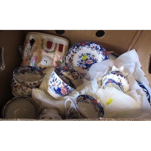 175 - BOX OF CERAMICS INCLUDING VICTORIAN TEA SET
