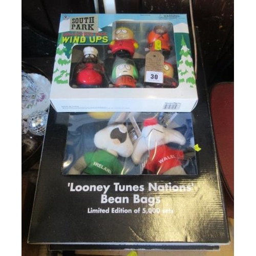 30 - TWO LOONEY TUNES  SETS AND SOUTH PARK WIND UP TOYS