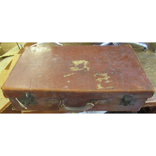 64 - VINTAGE LEATHER SUITCASE
