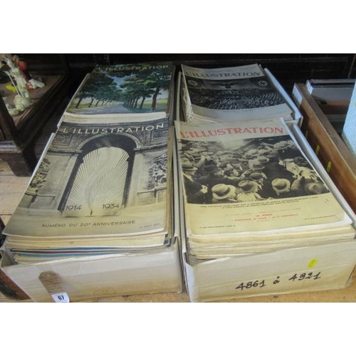 67 - FOUR BOXES OF 1930S L'ILLUSTRATION VINTAGE MAGAZINES