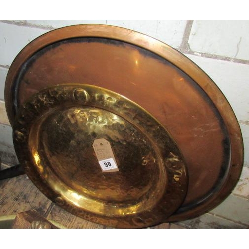 90 - LARGE VICTORIAN COPPER PAN LID AND ANOTHER