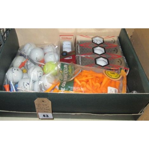 43 - BOX OF GOLF BALLS AND TEES