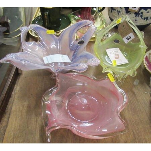 53 - THREE MURANO ART GLASS DISHES