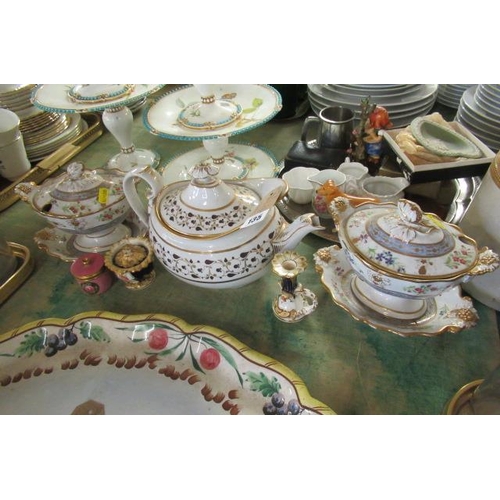 135 - PAIR OF ENGLISH PORCELAIN SAUCE TUREENS AND FOUR OTHER ITEMS