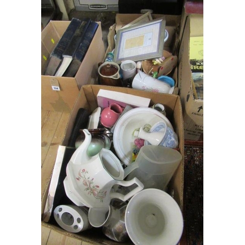 157 - TWO BOXES OF MIXED CERAMICS ETC