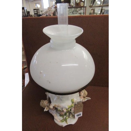 160 - GERMAN PORCELAIN CHERUB OIL LAMP