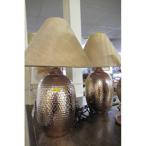 161 - PAIR OF COPPER LUSTRE LAMPS