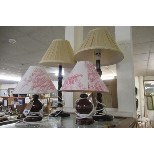 164 - TWO PAIRS OF TABLE LAMPS