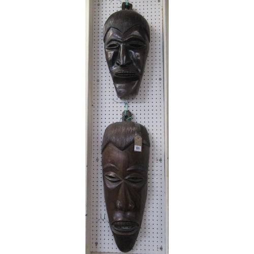 171 - TWO LARGE CARVED WOOD AFRICAN MASKS