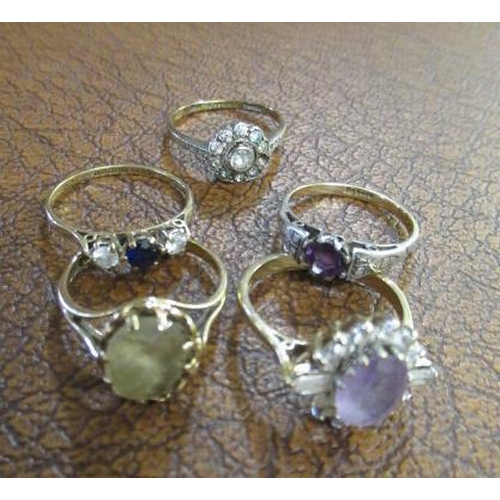 188 - THREE 9CT GOLD RINGS AND TWO OTHERS