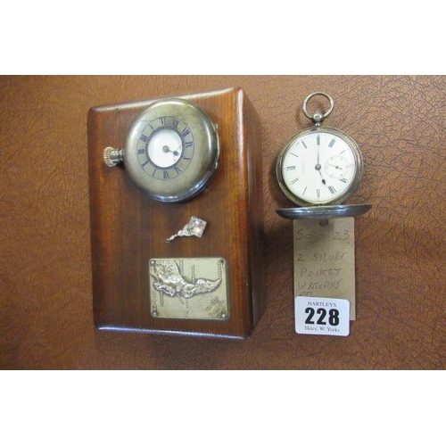 228 - TWO SILVER POCKET WATCHES ETC