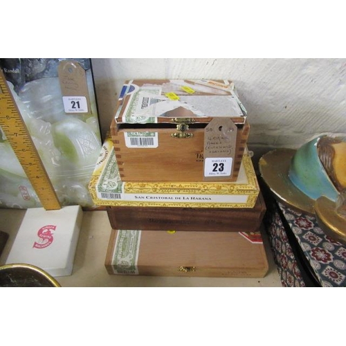 23 - FOUR CIGAR BOXES INCLUDING ROTHSCHILD