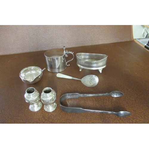 255 - SILVER CADDY SPOON AND OTHER ITEMS